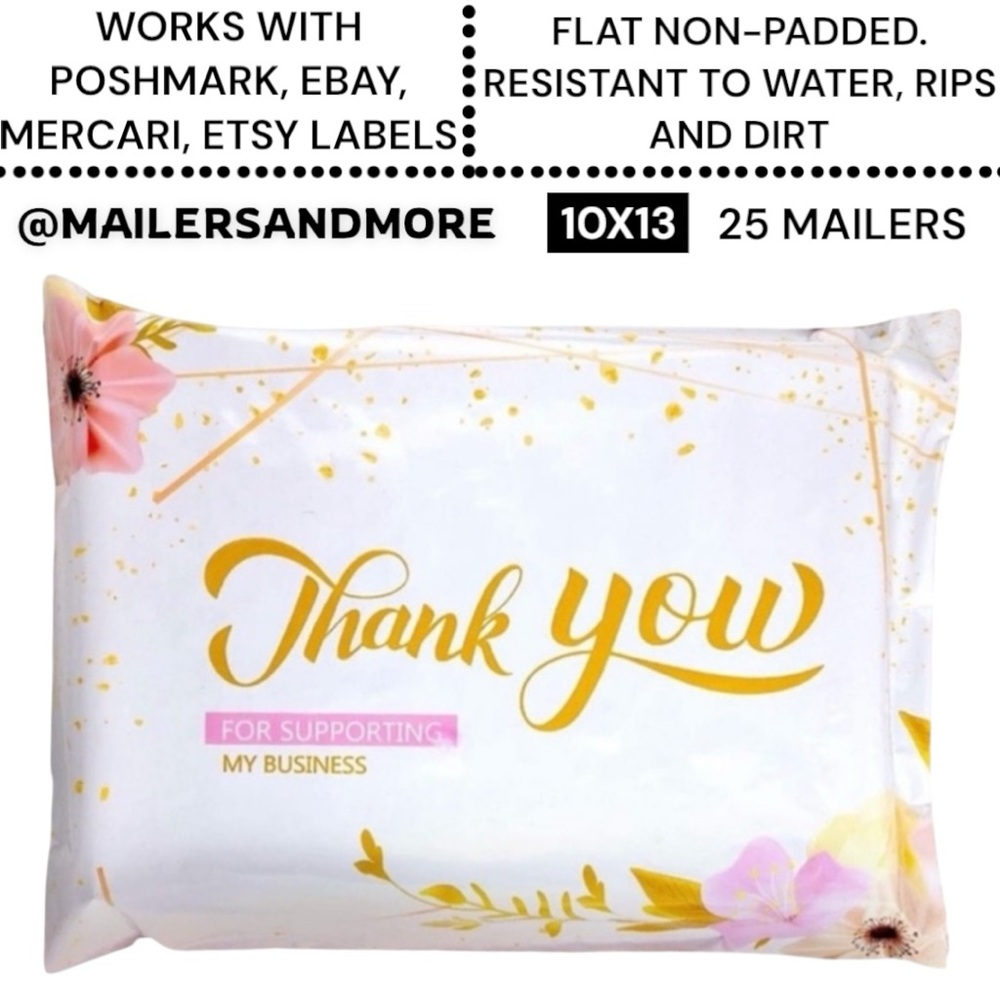 25 10X13 Poly Mailers Thank You Flowers Shipping Envelopes Bags PRICE IS FIRM
